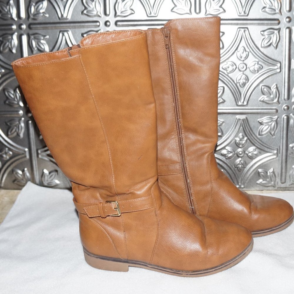 Children's Place Girls Size 4 Tall Riding Brown Boots Buckle Adjust